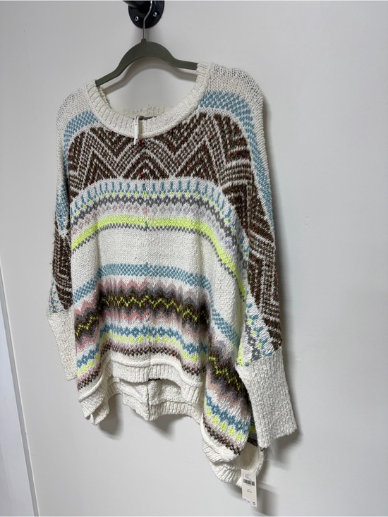 Anthropologie Sweaters - NWT By Anthropologie Fair Isle Poncho Sweater Ivory Multicolor XS/S